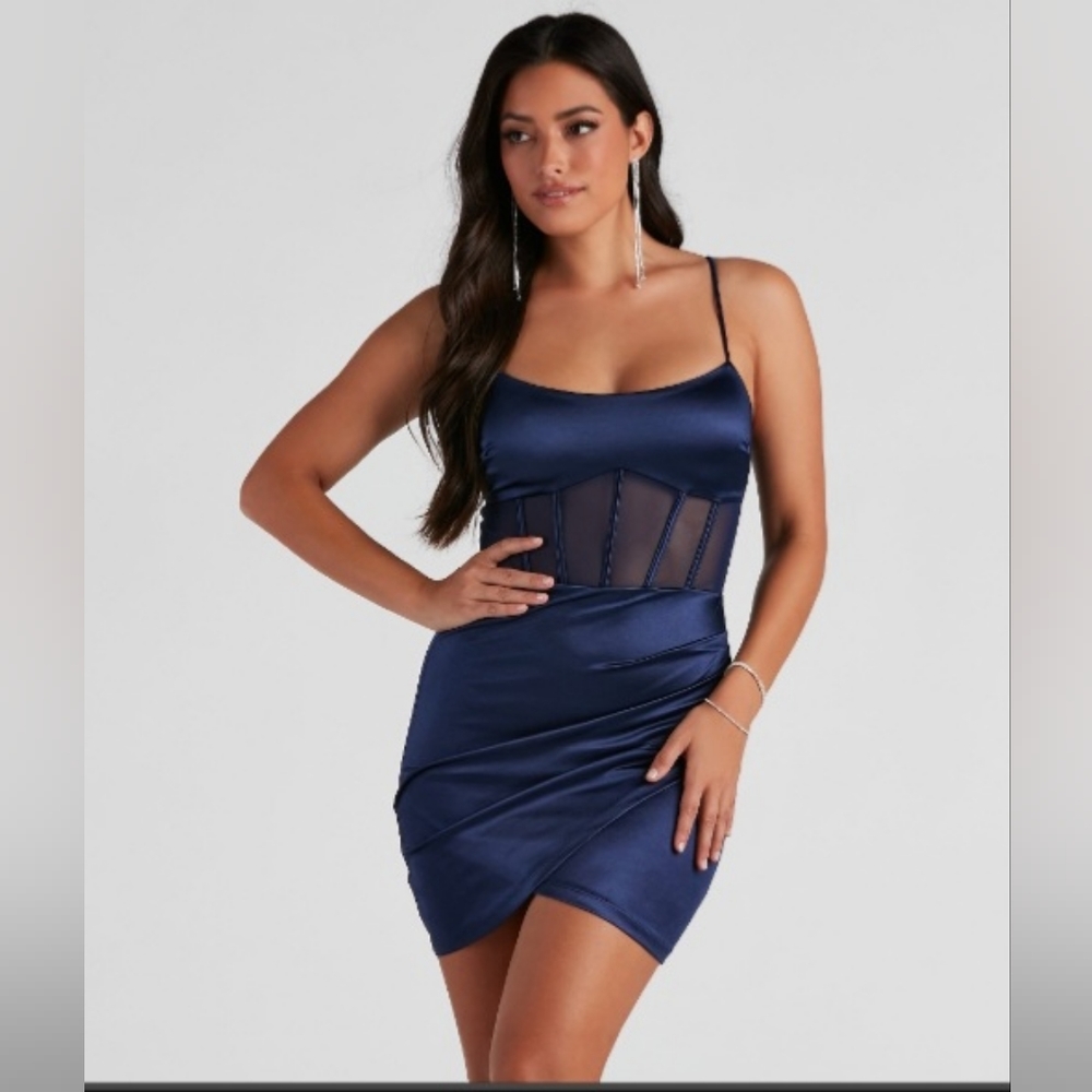 "Paris Satin Corset Mini Dress" - Windsor